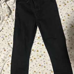 MOTHER Denim Mid-Rise Jeans in Faded Black - Size 27